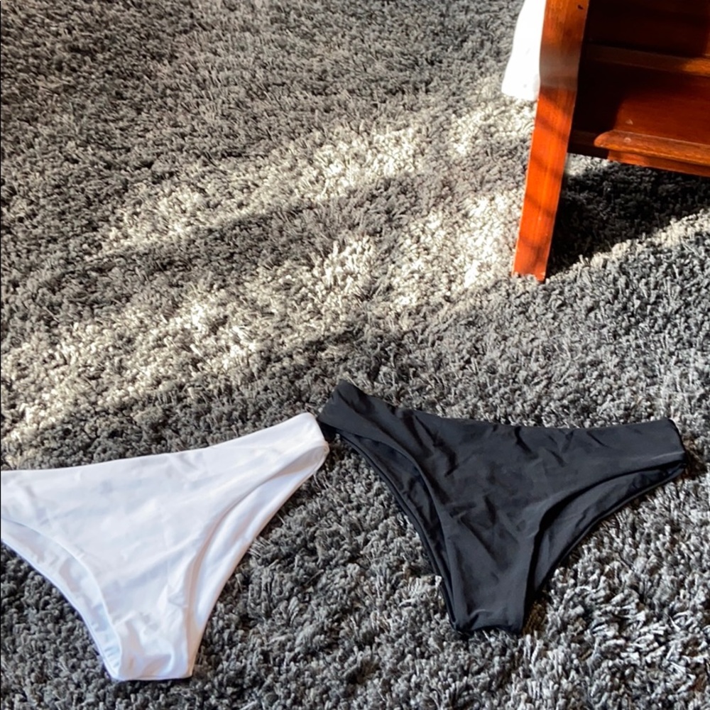 Black and white bikini bottom set